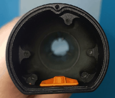 The inner cavity with the mounting points of the board and contact